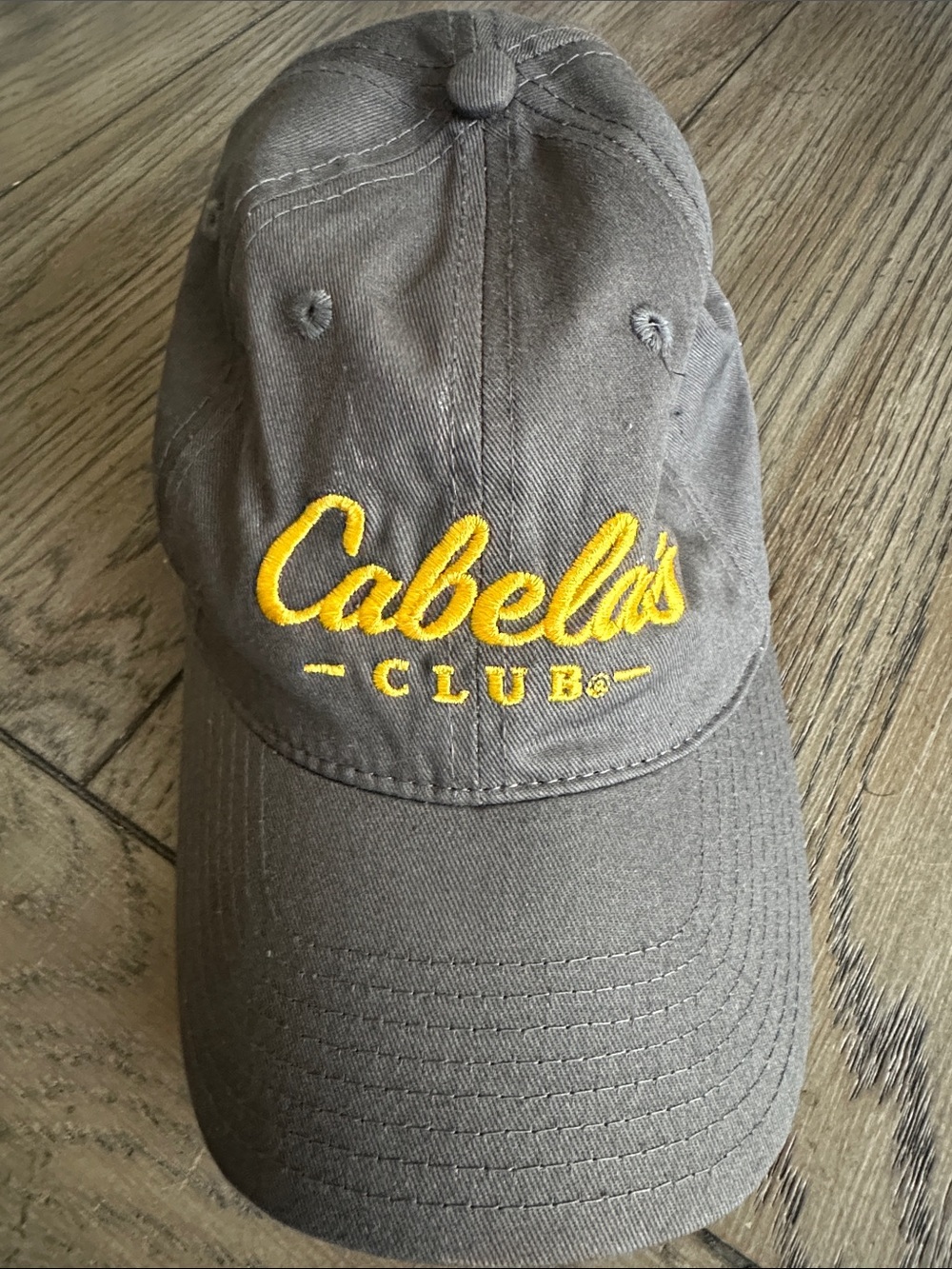 Cabela’s Club Vintage Gray Embroidered Yellow Logo Ball Cap Hat - Adjustable